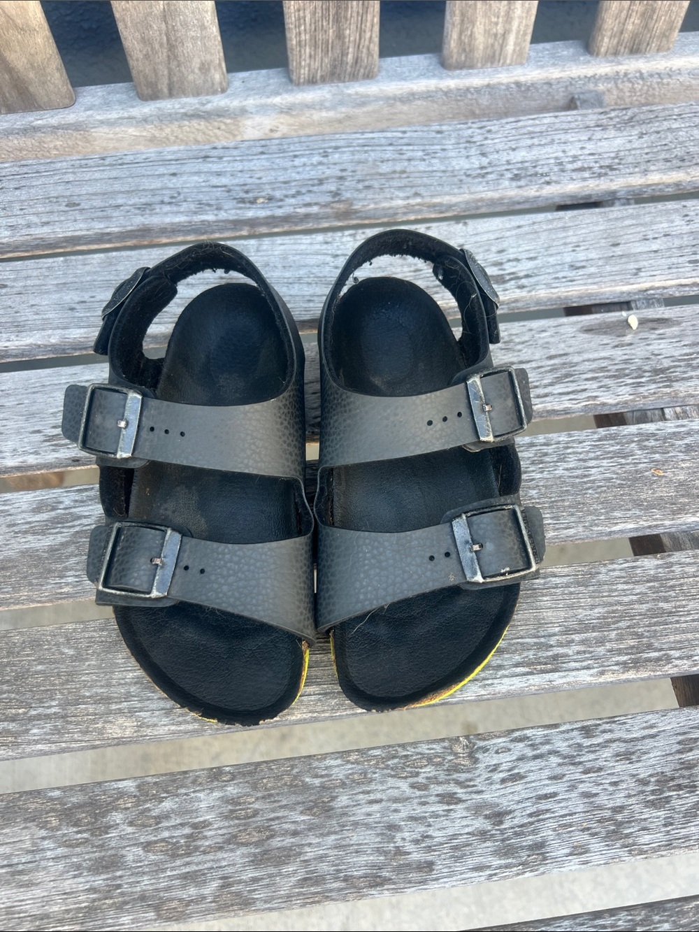 Birkenstock Black Kids Two-Strap Buckle Sandals